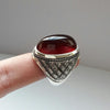 Xmas Gift Christmas Gift Blood Red Yemeni Aqeeq Sterling Silver Handmade Ring