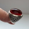 Xmas Gift Christmas Gift Blood Red Yemeni Aqeeq Sterling Silver Handmade Ring