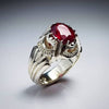 Tanzania Ruby Sterling Silver Ring Xmas Gift Genuine Ruby Fine Silver Ring Mens