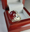 Xmas Gift Blood Red Aqeeq Yemeni Sterling Silver Ring Akik Haqeeq Stone Ring Men