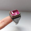 Xmas Gift Purple Topaz Sterling Silver Ring Christmas Topaz Silver Ring For Mens