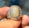 White Fire Water Opal Ring Ethiopian Fire Water Opal Ring Untreated Opal Ring