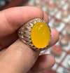 Yellow Stone Ring For Men Agate Stone Yellow Ring Zard Aqeeq Real Yellow Aqeeq