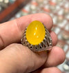 Yellow Stone Ring For Men Agate Stone Yellow Ring Zard Aqeeq Real Yellow Aqeeq