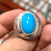 Turquoise Natural Stone Fashion Ring Real Turquoise Sterling Silver Ring 925