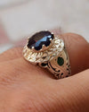 African Dark Royal Blue Sapphire Sterling Silver 925 Ring Real Sapphire Ring Men