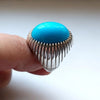 Xmas Gift Neeshapuri Feroza Sterling Silver Ring Real Feroza Fine Silver Ring