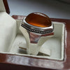 Xmas Gift Christmas Gift Men Yellow Zard Aqeeq Yemeni Chalcedony Silver 925 Ring