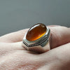 Xmas Gift Christmas Gift Men Yellow Zard Aqeeq Yemeni Chalcedony Silver 925 Ring