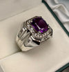 Purple Amethyst Stone Silver Ring Real Natural Original Amethyst Silver Ring 925