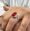 Natural Brown Yemeni Aqeeq Blood Red Color Real Yamani Akik Haqeeq Silver Ring