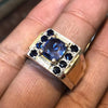 Top Quality Ceylon Sapphire Silver Ring Natural Ceylon Neelam Sapphire Ring Mens