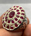 Mens Original Untreated African Ruby Multi Stone Ring Real Yaqoot Ruby Ring Mens