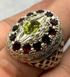 Original Real Peridot with Multi Garnet Gemstone Ring Christmas Gift For Mens