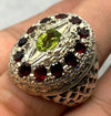 Original Real Peridot with Multi Garnet Gemstone Ring Christmas Gift For Mens