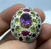 Beautiful Original Amethyst Ruby Peridot Blue Sapphire Emerald Heavy Silver Ring