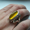 Original Yellow Zard Aqeeq Sterling Silver Ring Real Zard Yellow Silver Ring Men