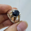 Natural Corundum African Blue Sapphire Sterling Silver Fine Handmade Ring Mens