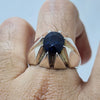 Natural Corundum African Blue Sapphire Sterling Silver Fine Handmade Ring Mens