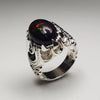 Natural Ethiopian Fire Black Opal Silver Ring Xmas Gift Opal Ethiopian Ring Mens