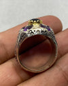 Original African Sapphire Stone with Natural Amethyst Stone Ring Untreated Stone