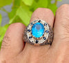 Top Quality Swiss London Blue Topaz Ring Original Natural Mens Blue Topaz Ring