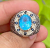 Top Quality Swiss London Blue Topaz Ring Original Natural Mens Blue Topaz Ring