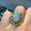 Beautiful Original Ethiopian Fire Opal Silver Ring Natural White Ethiopian Opal