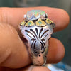 Beautiful Original Ethiopian Fire Opal Silver Ring Natural White Ethiopian Opal