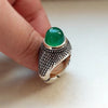 Xmas Gift Greenish Aqeeq Onyx Yemeni Akik Yamani Sterling Silver Ring Shia Ring