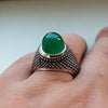 Xmas Gift Greenish Aqeeq Onyx Yemeni Akik Yamani Sterling Silver Ring Shia Ring