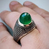 Xmas Gift Greenish Aqeeq Onyx Yemeni Akik Yamani Sterling Silver Ring Shia Ring