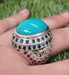 100% Genuine Neeshapuri Feroza Stone Sterling Silver Ring Real Turquoise Ring