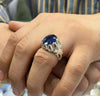 Natural Untreated African Blue Sapphire Neelam Stone Ring Xmas Gift Sapphire