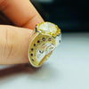 Real Genuine Yellow Zircon Zirconium Stone Sterling Silver Ring Valentine Gift