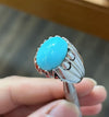 Natural Real Genuine Neeshapuri Feroza Turquoise Stone Sterling Silver 925 Ring