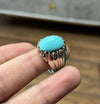 Natural Real Genuine Neeshapuri Feroza Turquoise Stone Sterling Silver 925 Ring