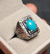 Original Feroza Stone Sterling Silver Ring Real Genuine Neeshapuri Feroza Ring