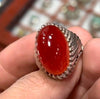 Pigeon Blood Red Natural Original Yemeni Yamani Akik Haqeeq Aqeeq Stone Ring