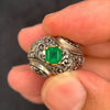 Top Quality Zambian Emerald Fine Ring Fashion Emerald Sterling Silver Ring Mens