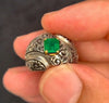 Top Quality Zambian Emerald Fine Ring Fashion Emerald Sterling Silver Ring Mens