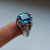 Real Brazilian Blue Topaz Simple Sterling Silver Ring Original Mens Topaz Ring