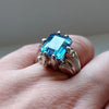 Real Brazilian Blue Topaz Simple Sterling Silver Ring Original Mens Topaz Ring