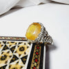 Real Pukhraj Stone Sterling Silver Ring Natural Yellow Ceylon Sapphire Ring Mens