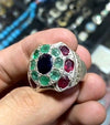 Natural Emerald Ruby Sapphire Fine Ring Emerald Sapphire Fashion Ring Ruby Stone