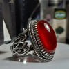 Xmas Gift New Year Gift Yemeni Aqeeq Akik Haqeeq Sterling Silver Ring Blood Red