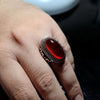 Xmas Gift New Year Gift Yemeni Aqeeq Akik Haqeeq Sterling Silver Ring Blood Red