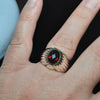 Xmas Gift Blood Red Natural Garnet Sterling Silver Ring Real Garnet Stone Ring