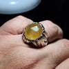 New Year Gift Natural Zard Yellow Aqeeq Sterling Silver Fine Fashion Ring Mens