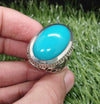 Big Size Natural Neeshapuri Feroza Turquoise Stone Silver Ring Real Feroza Ring